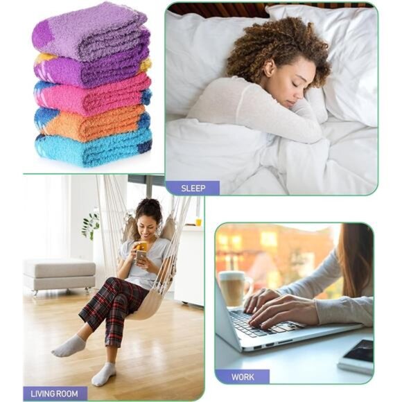 Non Slip Socks Fuzzy Socks with Grips for Women Hospital Socks with Grips - Picture 6 of 14